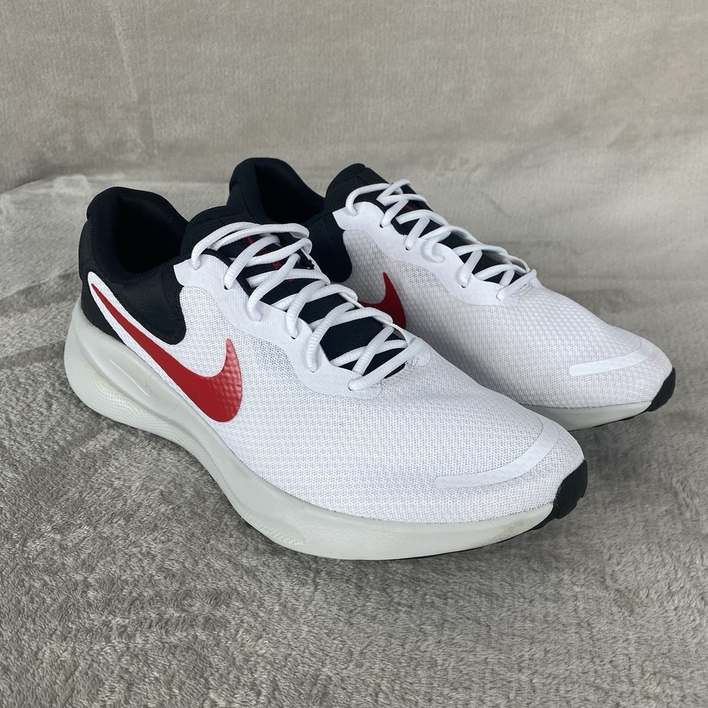 Nike Revolution 7 Shoes Mens Size 13 White Black Running Sneakers FB2207-102